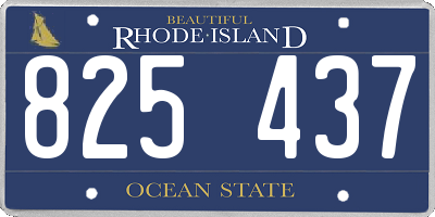 RI license plate 825437