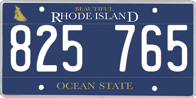 RI license plate 825765