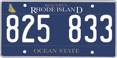 RI license plate 825833