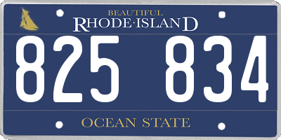 RI license plate 825834