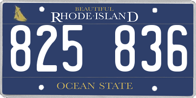 RI license plate 825836
