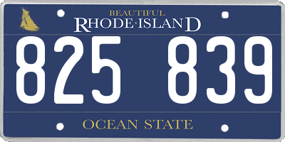 RI license plate 825839