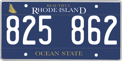 RI license plate 825862