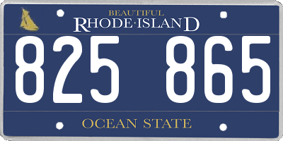 RI license plate 825865