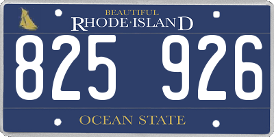 RI license plate 825926