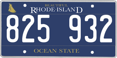 RI license plate 825932