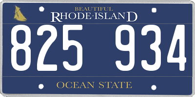 RI license plate 825934