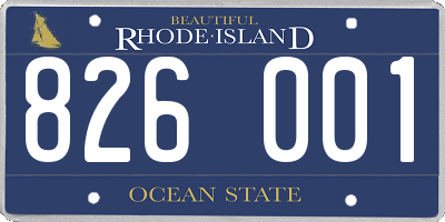 RI license plate 826001