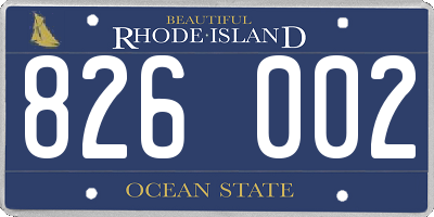 RI license plate 826002