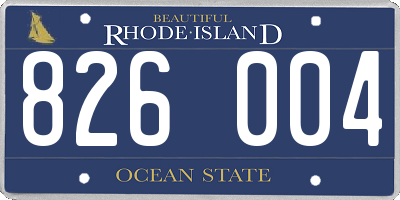 RI license plate 826004