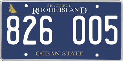 RI license plate 826005