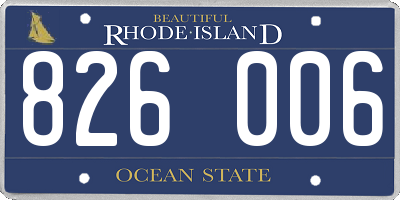 RI license plate 826006