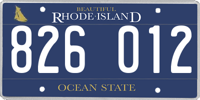 RI license plate 826012