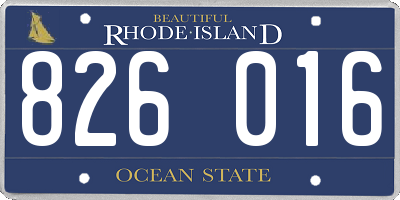RI license plate 826016