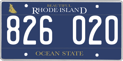 RI license plate 826020