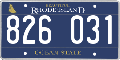 RI license plate 826031