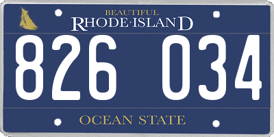 RI license plate 826034
