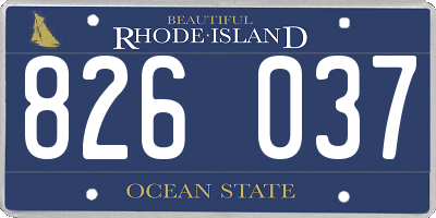 RI license plate 826037
