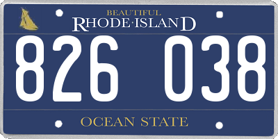 RI license plate 826038