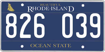 RI license plate 826039