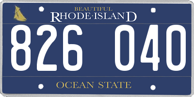RI license plate 826040