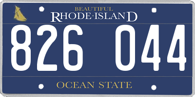 RI license plate 826044