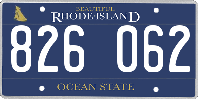 RI license plate 826062