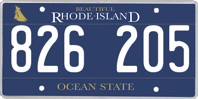 RI license plate 826205