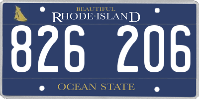 RI license plate 826206