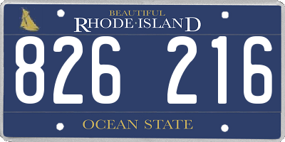 RI license plate 826216
