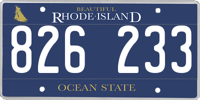 RI license plate 826233