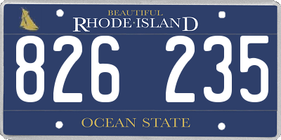 RI license plate 826235