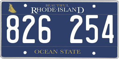 RI license plate 826254