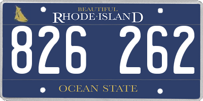 RI license plate 826262