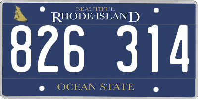 RI license plate 826314