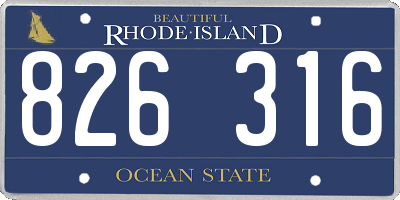RI license plate 826316
