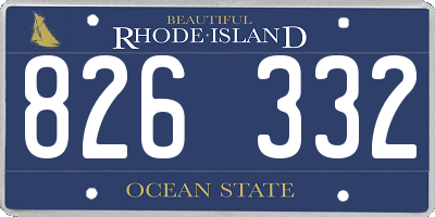 RI license plate 826332