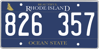 RI license plate 826357