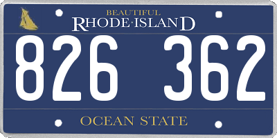 RI license plate 826362