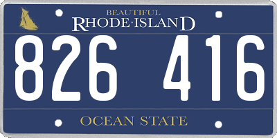 RI license plate 826416
