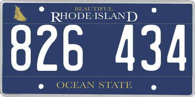 RI license plate 826434