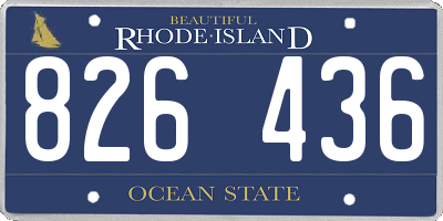 RI license plate 826436