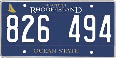 RI license plate 826494