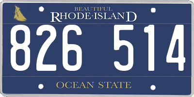 RI license plate 826514