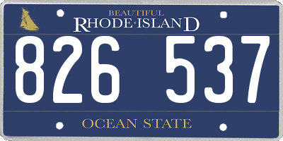 RI license plate 826537