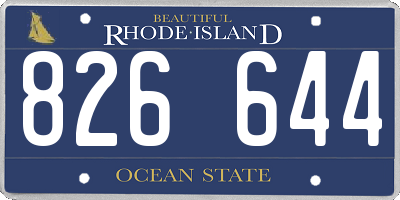 RI license plate 826644