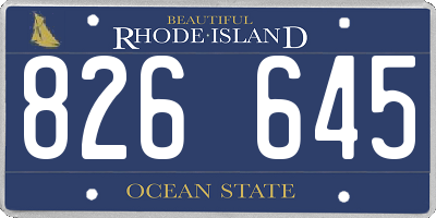 RI license plate 826645