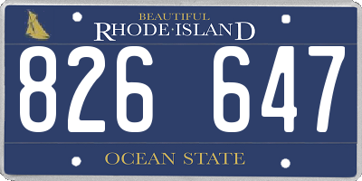 RI license plate 826647