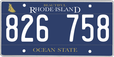 RI license plate 826758