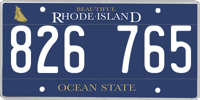RI license plate 826765